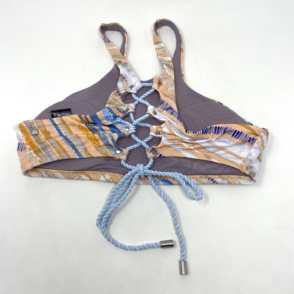 Dolce Vita High Neck Lace Up Bikini Halter TOP ONLY in Cloud Peach White… - Picture 4 of 8